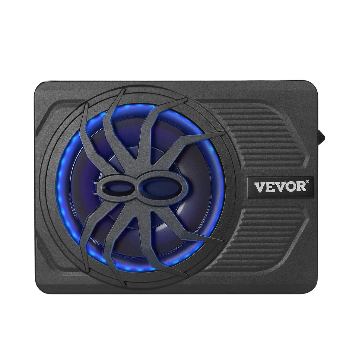 VEVOR 25 cm 440 W zem sēdekļa automašīnas subwooferis ar iebūvētu pastiprinātāju un zilu ambient apgaismojumu, zema profila aktīvais auto subwooferis ar tālvadības pulti, piemērots SUV, automašīnām, kravas auto un RV - ZEMLETES.LV