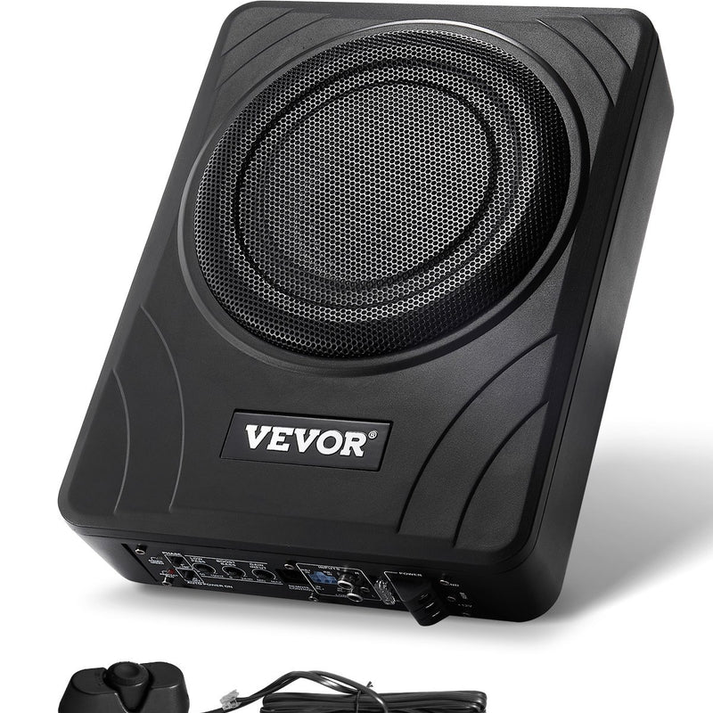 VEVOR 20 cm 300 W zem sēdekļa automašīnas subwooferis ar iebūvētu pastiprinātāju, zema profila aktīvais auto subwooferis ar High/Low Level ieejām un skaļuma regulatoru, piemērots SUV, automašīnām, kravas auto un RV - ZEMLETES.LV