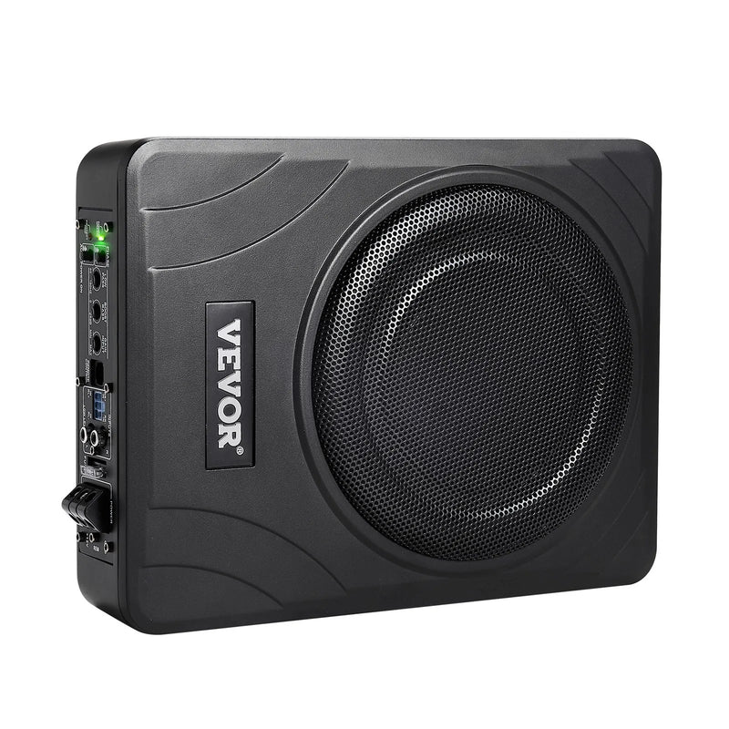 VEVOR 20 cm 300 W zem sēdekļa automašīnas subwooferis ar iebūvētu pastiprinātāju, zema profila aktīvais auto subwooferis ar High/Low Level ieejām un skaļuma regulatoru, piemērots SUV, automašīnām, kravas auto un RV - ZEMLETES.LV