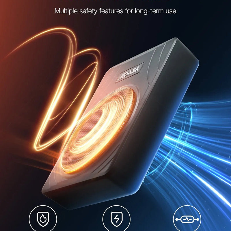 VEVOR 20 cm 300 W zem sēdekļa automašīnas subwooferis ar iebūvētu pastiprinātāju, zema profila aktīvais auto subwooferis ar High/Low Level ieejām un skaļuma regulatoru, piemērots SUV, automašīnām, kravas auto un RV - ZEMLETES.LV