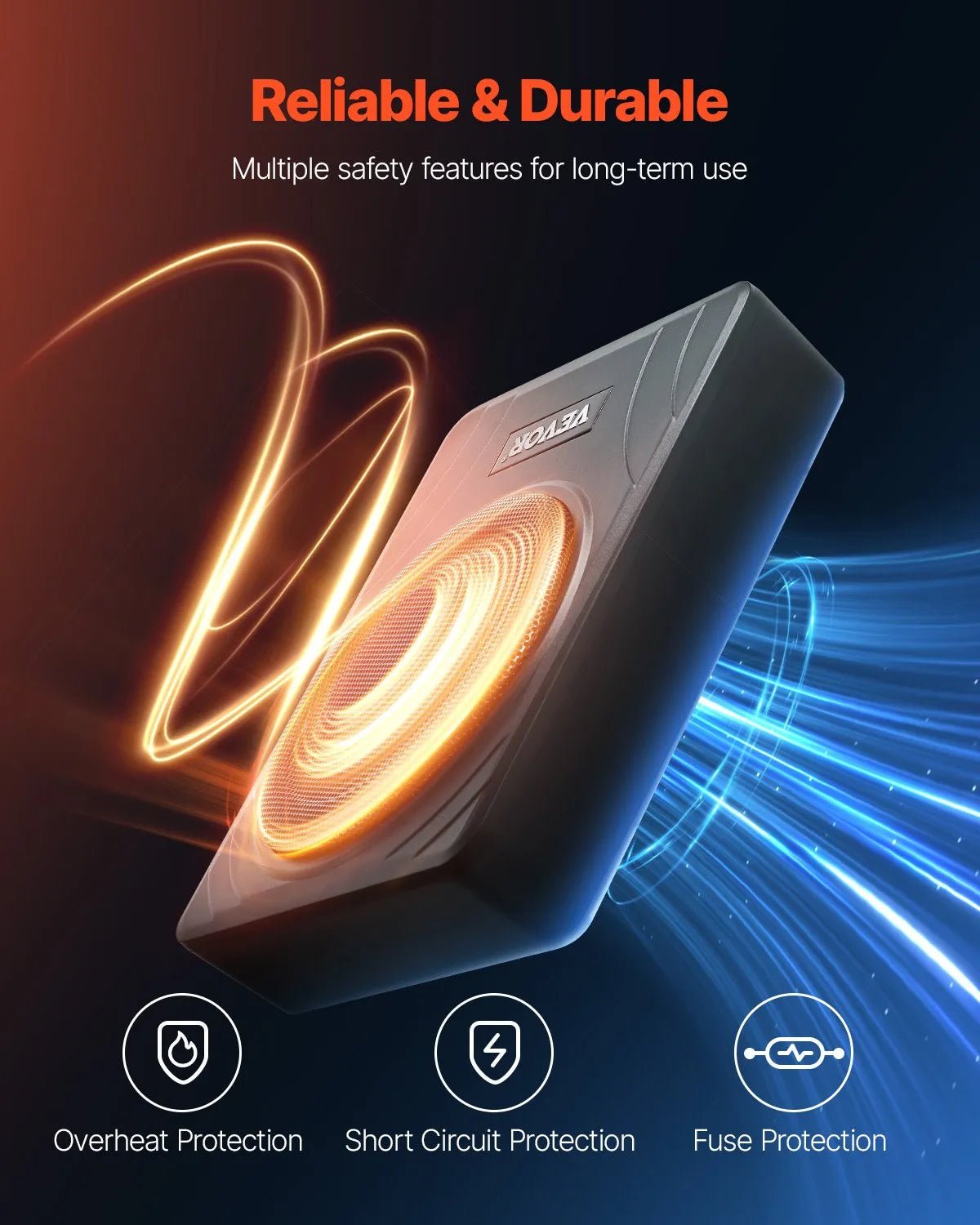 VEVOR 20 cm 300 W zem sēdekļa automašīnas subwooferis ar iebūvētu pastiprinātāju, zema profila aktīvais auto subwooferis ar High/Low Level ieejām un skaļuma regulatoru, piemērots SUV, automašīnām, kravas auto un RV - ZEMLETES.LV