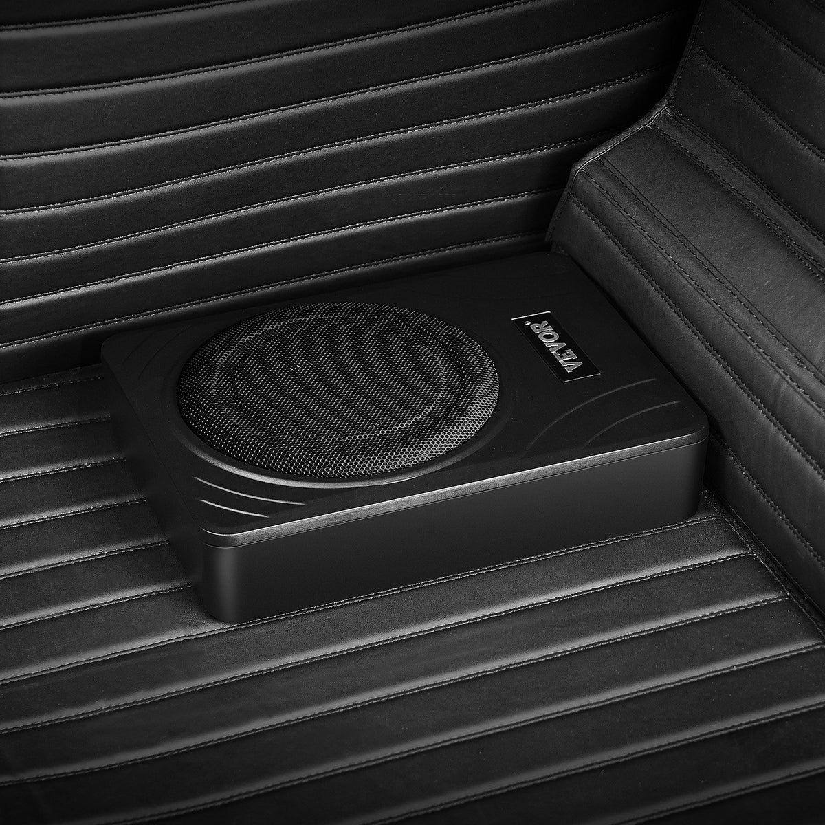 VEVOR 20 cm 300 W zem sēdekļa automašīnas subwooferis ar iebūvētu pastiprinātāju, zema profila aktīvais auto subwooferis ar High/Low Level ieejām un skaļuma regulatoru, piemērots SUV, automašīnām, kravas auto un RV - ZEMLETES.LV