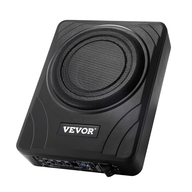 VEVOR 20 cm 300 W zem sēdekļa automašīnas subwooferis ar iebūvētu pastiprinātāju, zema profila aktīvais auto subwooferis ar High/Low Level ieejām un skaļuma regulatoru, piemērots SUV, automašīnām, kravas auto un RV - ZEMLETES.LV