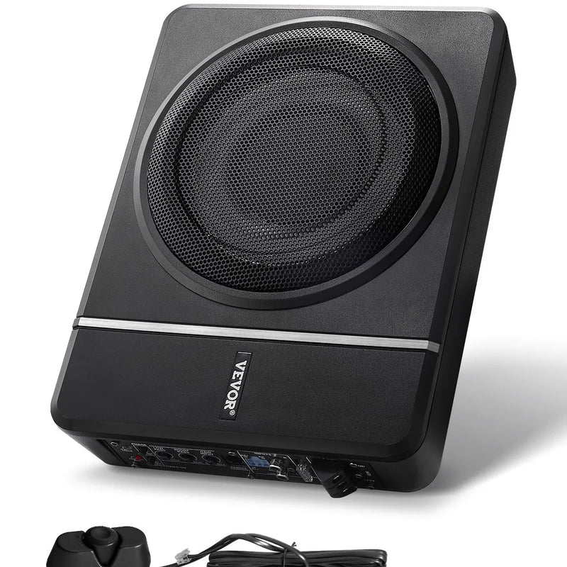 VEVOR 20 cm 240 W zem sēdekļa automašīnas subwooferis ar iebūvētu pastiprinātāju, zema profila aktīvais auto subwooferis ar High/Low Level ieejām un skaļuma regulatoru, piemērots SUV, automašīnām, kravas auto un RV - ZEMLETES.LV