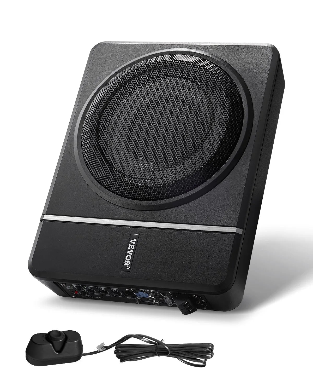 VEVOR 20 cm 240 W zem sēdekļa automašīnas subwooferis ar iebūvētu pastiprinātāju, zema profila aktīvais auto subwooferis ar High/Low Level ieejām un skaļuma regulatoru, piemērots SUV, automašīnām, kravas auto un RV - ZEMLETES.LV