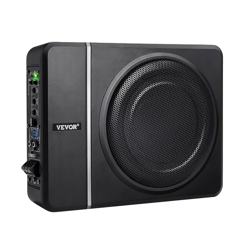 VEVOR 20 cm 240 W zem sēdekļa automašīnas subwooferis ar iebūvētu pastiprinātāju, zema profila aktīvais auto subwooferis ar High/Low Level ieejām un skaļuma regulatoru, piemērots SUV, automašīnām, kravas auto un RV - ZEMLETES.LV