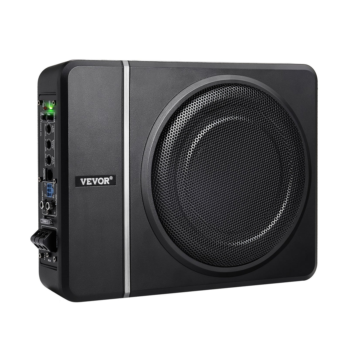 VEVOR 20 cm 240 W zem sēdekļa automašīnas subwooferis ar iebūvētu pastiprinātāju, zema profila aktīvais auto subwooferis ar High/Low Level ieejām un skaļuma regulatoru, piemērots SUV, automašīnām, kravas auto un RV - ZEMLETES.LV