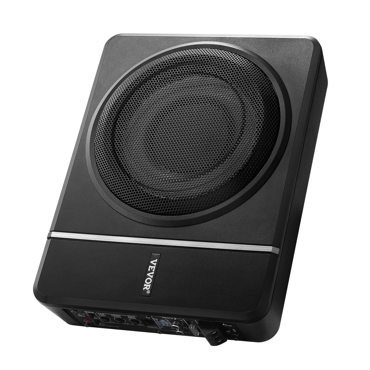 VEVOR 20 cm 240 W zem sēdekļa automašīnas subwooferis ar iebūvētu pastiprinātāju, zema profila aktīvais auto subwooferis ar High/Low Level ieejām un skaļuma regulatoru, piemērots SUV, automašīnām, kravas auto un RV - ZEMLETES.LV