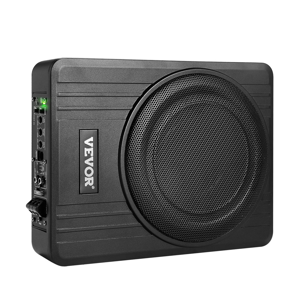 VEVOR 25 cm 300 W zem sēdekļa automašīnas subwooferis ar pastiprinātāju, zema profila aktīvais auto subwooferis ar iebūvētu pastiprinātāju, High/Low Level ieejas un skaļuma regulatoru, piemērots SUV, automašīnām, kravas auto un RV - ZEMLETES.LV
