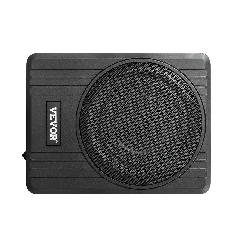 VEVOR 25 cm 300 W zem sēdekļa automašīnas subwooferis ar pastiprinātāju, zema profila aktīvais auto subwooferis ar iebūvētu pastiprinātāju, High/Low Level ieejas un skaļuma regulatoru, piemērots SUV, automašīnām, kravas auto un RV - ZEMLETES.LV