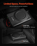 VEVOR 25 cm 300 W zem sēdekļa automašīnas subwooferis ar pastiprinātāju, zema profila aktīvais auto subwooferis ar iebūvētu pastiprinātāju, High/Low Level ieejas un skaļuma regulatoru, piemērots SUV, automašīnām, kravas auto un RV - ZEMLETES.LV