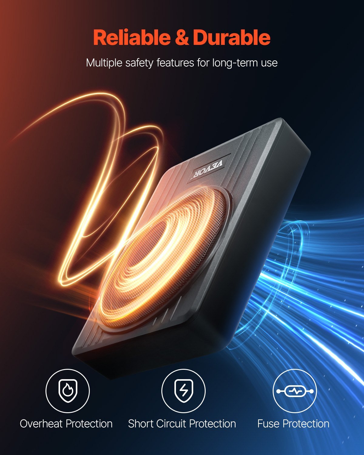 VEVOR 25 cm 300 W zem sēdekļa automašīnas subwooferis ar pastiprinātāju, zema profila aktīvais auto subwooferis ar iebūvētu pastiprinātāju, High/Low Level ieejas un skaļuma regulatoru, piemērots SUV, automašīnām, kravas auto un RV - ZEMLETES.LV