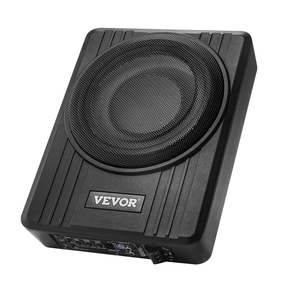 VEVOR 25 cm 300 W zem sēdekļa automašīnas subwooferis ar pastiprinātāju, zema profila aktīvais auto subwooferis ar iebūvētu pastiprinātāju, High/Low Level ieejas un skaļuma regulatoru, piemērots SUV, automašīnām, kravas auto un RV - ZEMLETES.LV