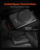 VEVOR 20 cm 400 W zem sēdekļa automašīnas subwooferis ar pastiprinātāju, zema profila aktīvais auto subwooferis ar iebūvētu pastiprinātāju, High/Low Level ieejas un skaļuma regulatoru, piemērots SUV, automašīnām, kravas auto un RV - ZEMLETES.LV