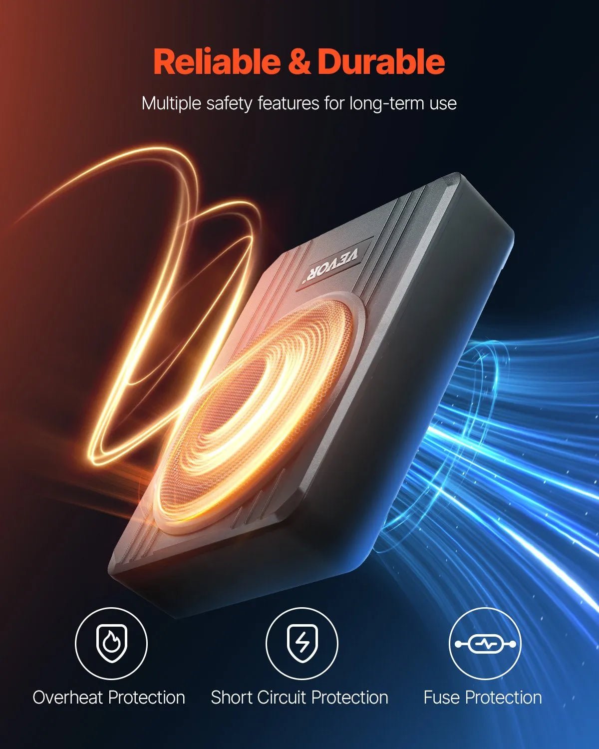 VEVOR 20 cm 400 W zem sēdekļa automašīnas subwooferis ar pastiprinātāju, zema profila aktīvais auto subwooferis ar iebūvētu pastiprinātāju, High/Low Level ieejas un skaļuma regulatoru, piemērots SUV, automašīnām, kravas auto un RV - ZEMLETES.LV