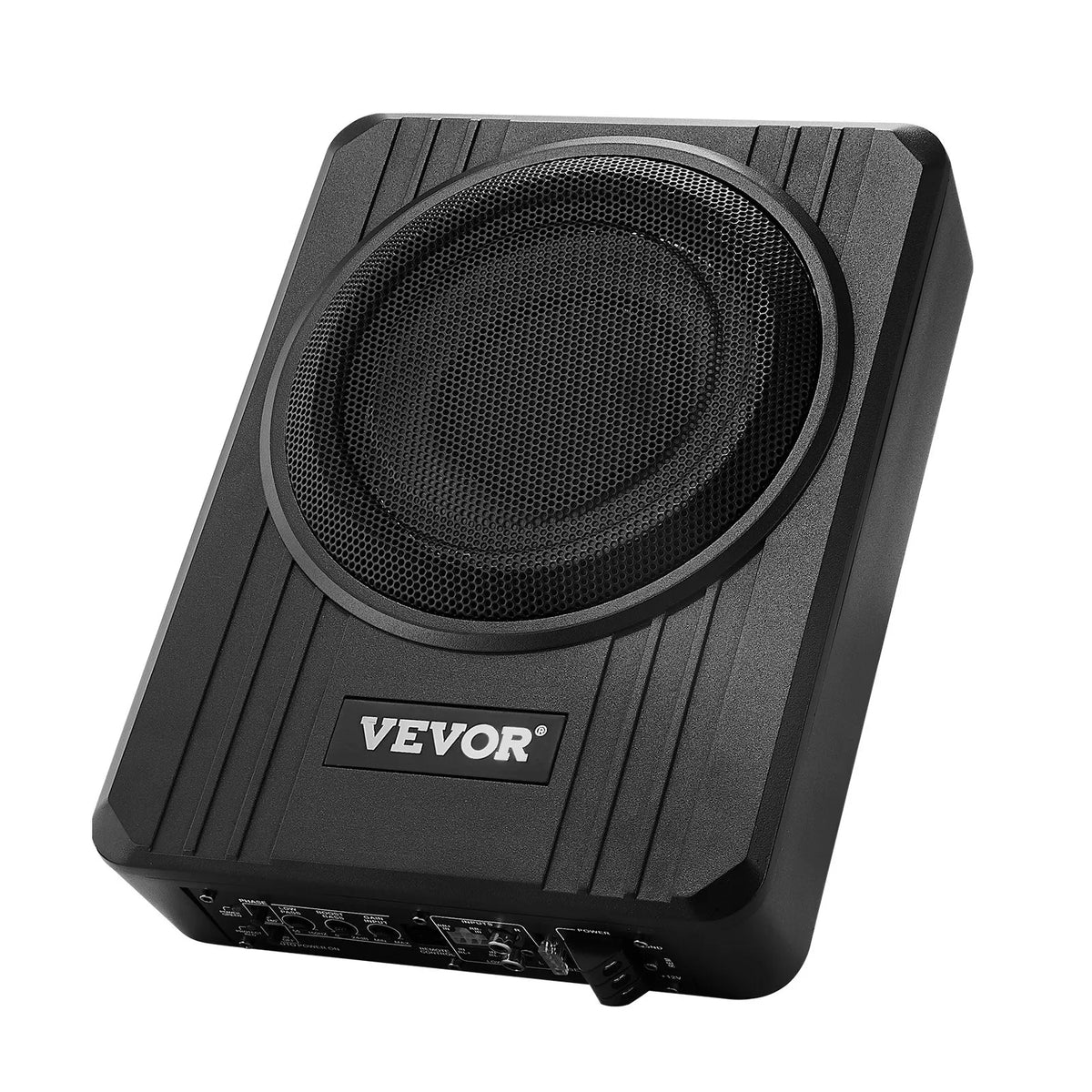 VEVOR 20 cm 400 W zem sēdekļa automašīnas subwooferis ar pastiprinātāju, zema profila aktīvais auto subwooferis ar iebūvētu pastiprinātāju, High/Low Level ieejas un skaļuma regulatoru, piemērots SUV, automašīnām, kravas auto un RV - ZEMLETES.LV