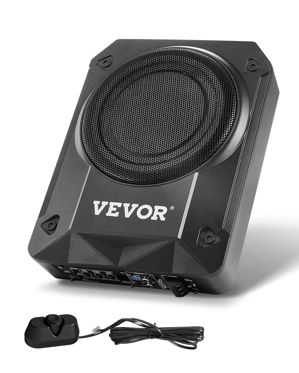 VEVOR 200 mm 800 W zem sēdekļa auto subwooferis ar iebūvētu pastiprinātāju, zema profila aktīvais zemfrekvenču skaļrunis ar augstā un zemā līmeņa ieejām un skaļuma regulatoru, piemērots SUV, automašīnām, kravas auto un kemperiem - ZEMLETES.LV