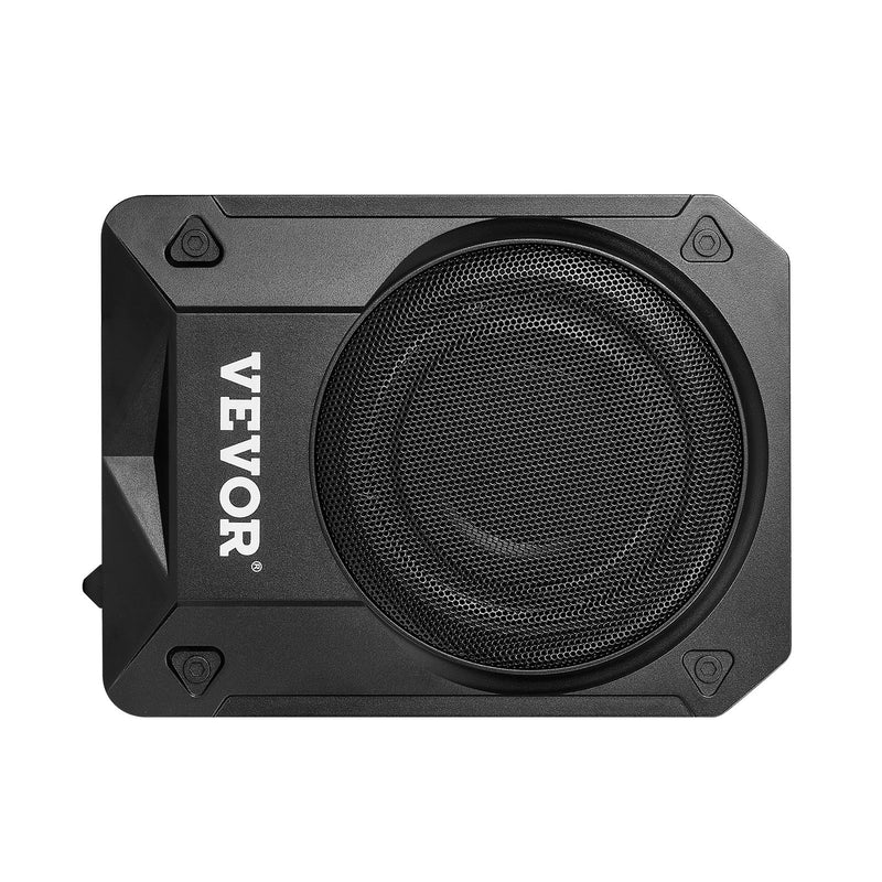 VEVOR 200 mm 800 W zem sēdekļa auto subwooferis ar iebūvētu pastiprinātāju, zema profila aktīvais zemfrekvenču skaļrunis ar augstā un zemā līmeņa ieejām un skaļuma regulatoru, piemērots SUV, automašīnām, kravas auto un kemperiem - ZEMLETES.LV