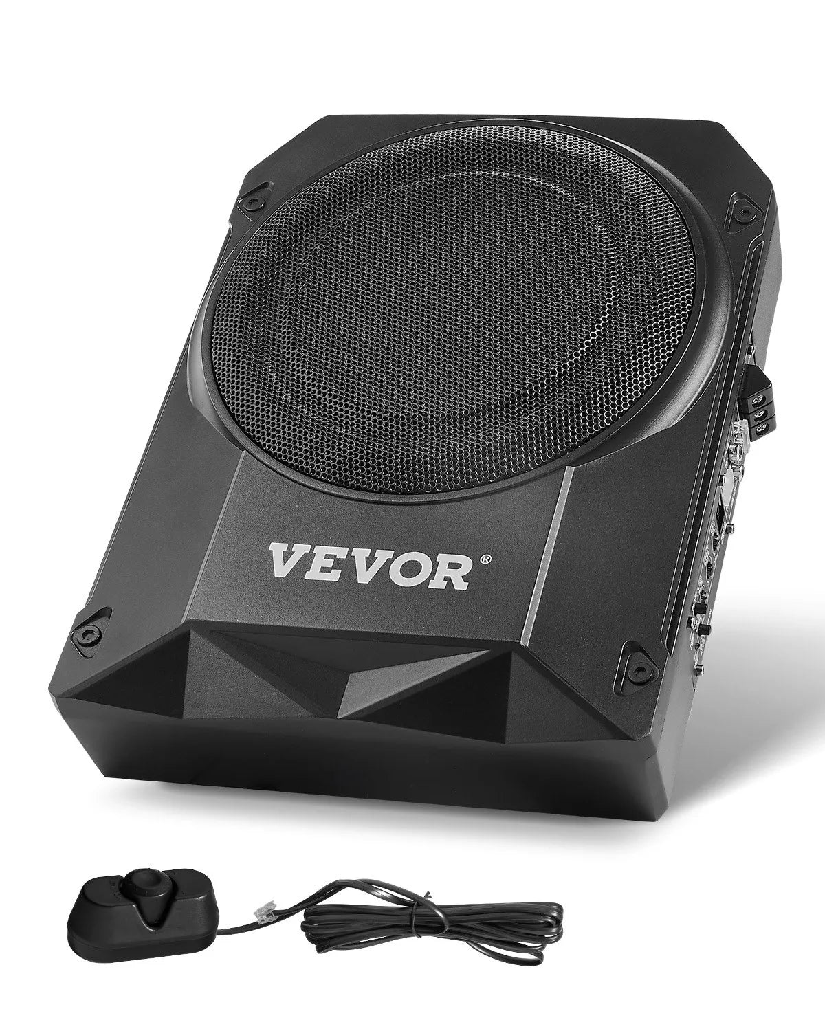 VEVOR 254 mm ar 200W nominālo un 400W maksimālo zem sēdekļa aktīvais auto subvuferis, plāns zemprofila bass skaļrunis ar iebūvētu pastiprinātāju, augsta/zema līmeņa ieeju un skaļuma regulatoru, piemērots SUV, vieglajām automašīnām, kravas auto - ZEMLETES.LV