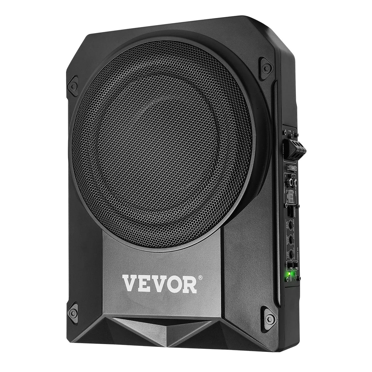 VEVOR 254 mm ar 200W nominālo un 400W maksimālo zem sēdekļa aktīvais auto subvuferis, plāns zemprofila bass skaļrunis ar iebūvētu pastiprinātāju, augsta/zema līmeņa ieeju un skaļuma regulatoru, piemērots SUV, vieglajām automašīnām, kravas auto - ZEMLETES.LV