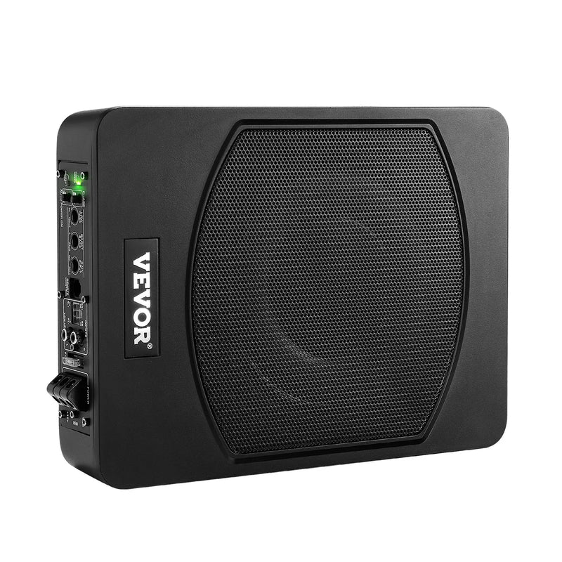 VEVOR 25 cm 240 W zem sēdekļa automašīnas subwooferis ar iebūvētu pastiprinātāju, zema profila aktīvais auto subwooferis ar High/Low Level ieejām un skaļuma regulatoru, piemērots SUV, automašīnām, kravas auto un RV - ZEMLETES.LV