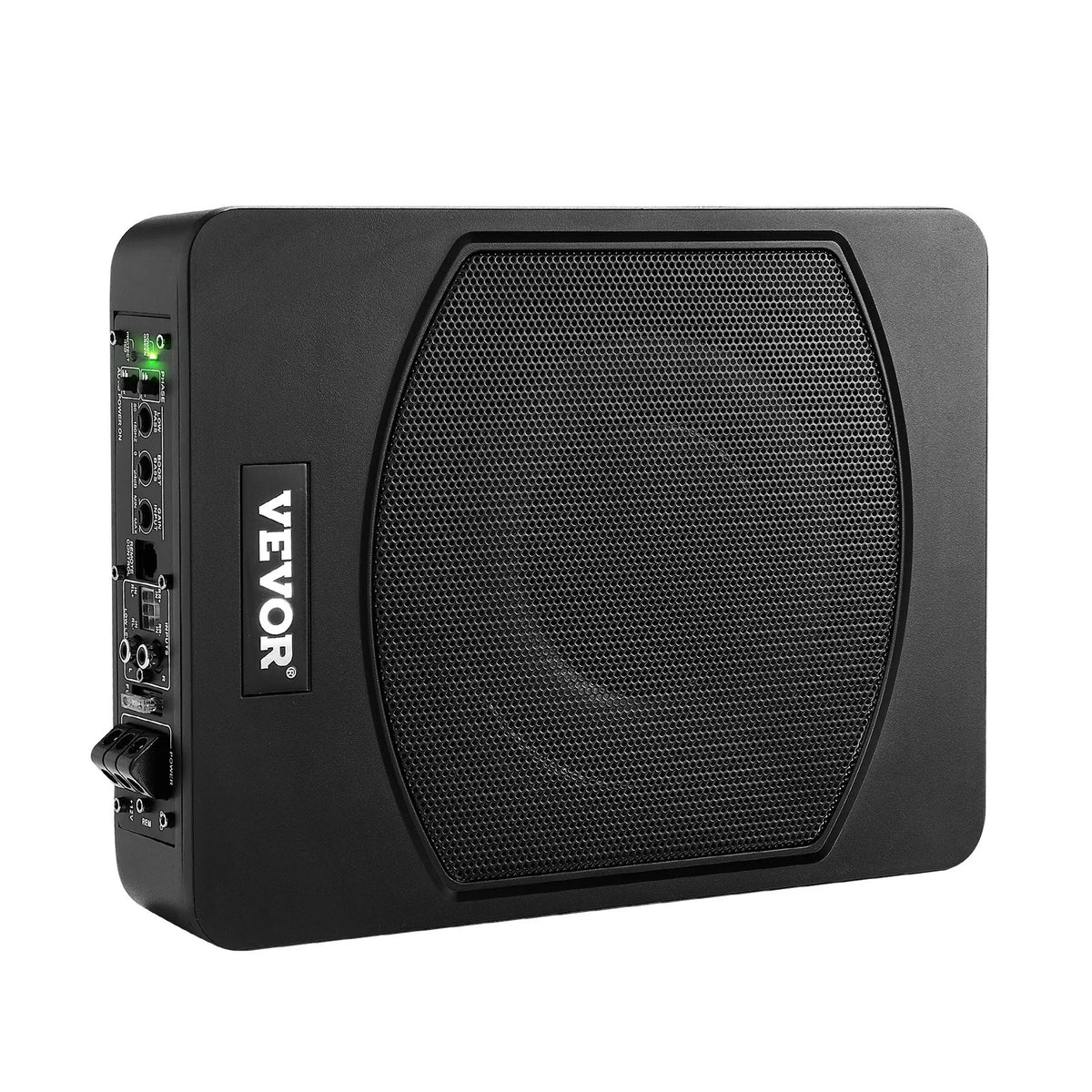 VEVOR 25 cm 240 W zem sēdekļa automašīnas subwooferis ar iebūvētu pastiprinātāju, zema profila aktīvais auto subwooferis ar High/Low Level ieejām un skaļuma regulatoru, piemērots SUV, automašīnām, kravas auto un RV - ZEMLETES.LV