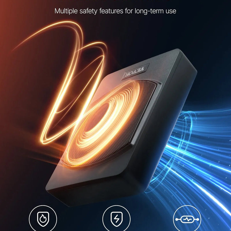 VEVOR 25 cm 240 W zem sēdekļa automašīnas subwooferis ar iebūvētu pastiprinātāju, zema profila aktīvais auto subwooferis ar High/Low Level ieejām un skaļuma regulatoru, piemērots SUV, automašīnām, kravas auto un RV - ZEMLETES.LV