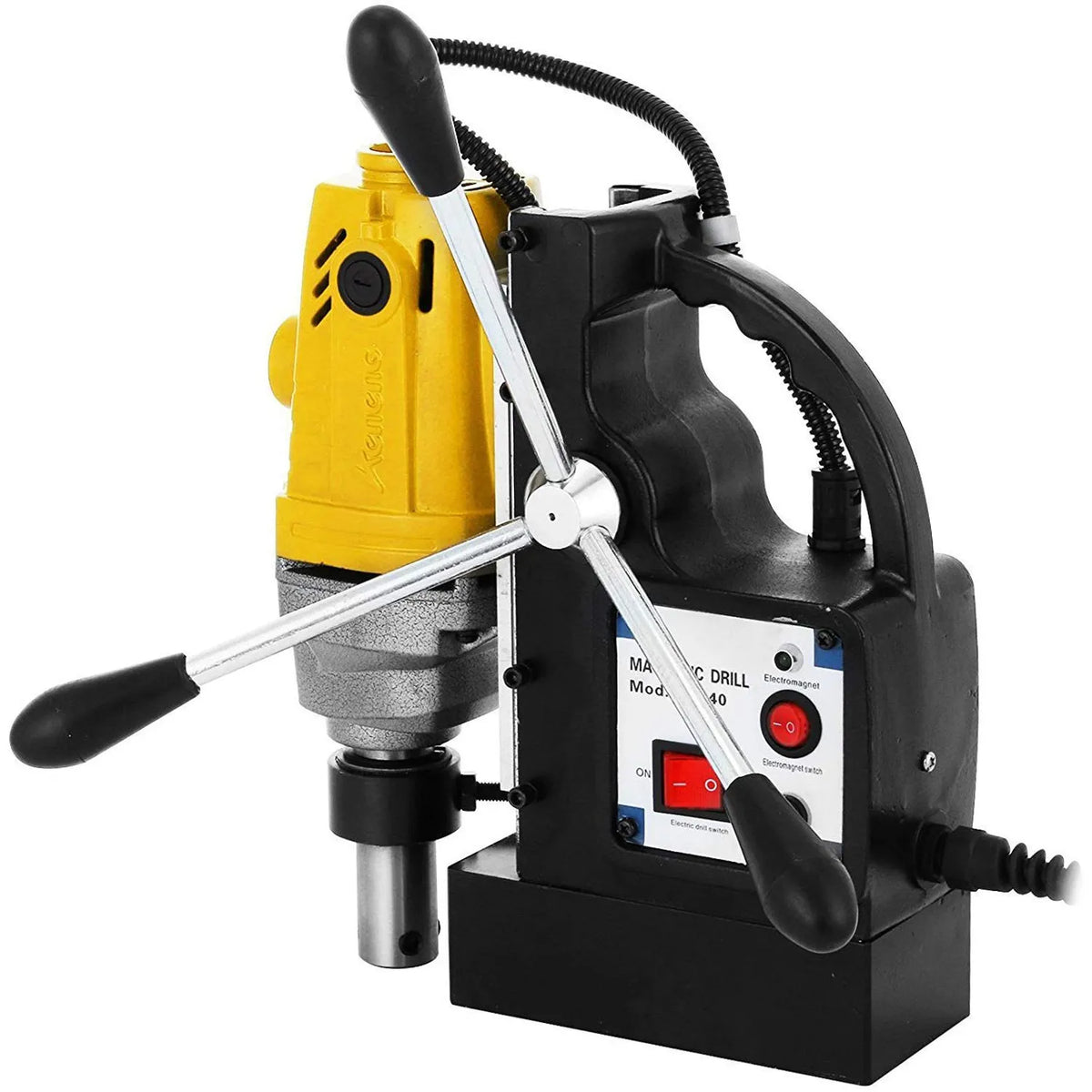 VEVOR MD40 Electric Magnetic Drill, Ø38.1 mm Drilling Diameter, 1100 W, with 11 pcs HSS Core Drill Bit Set, Compact Drill with Switchable Magnet and Precision Core Drilling System