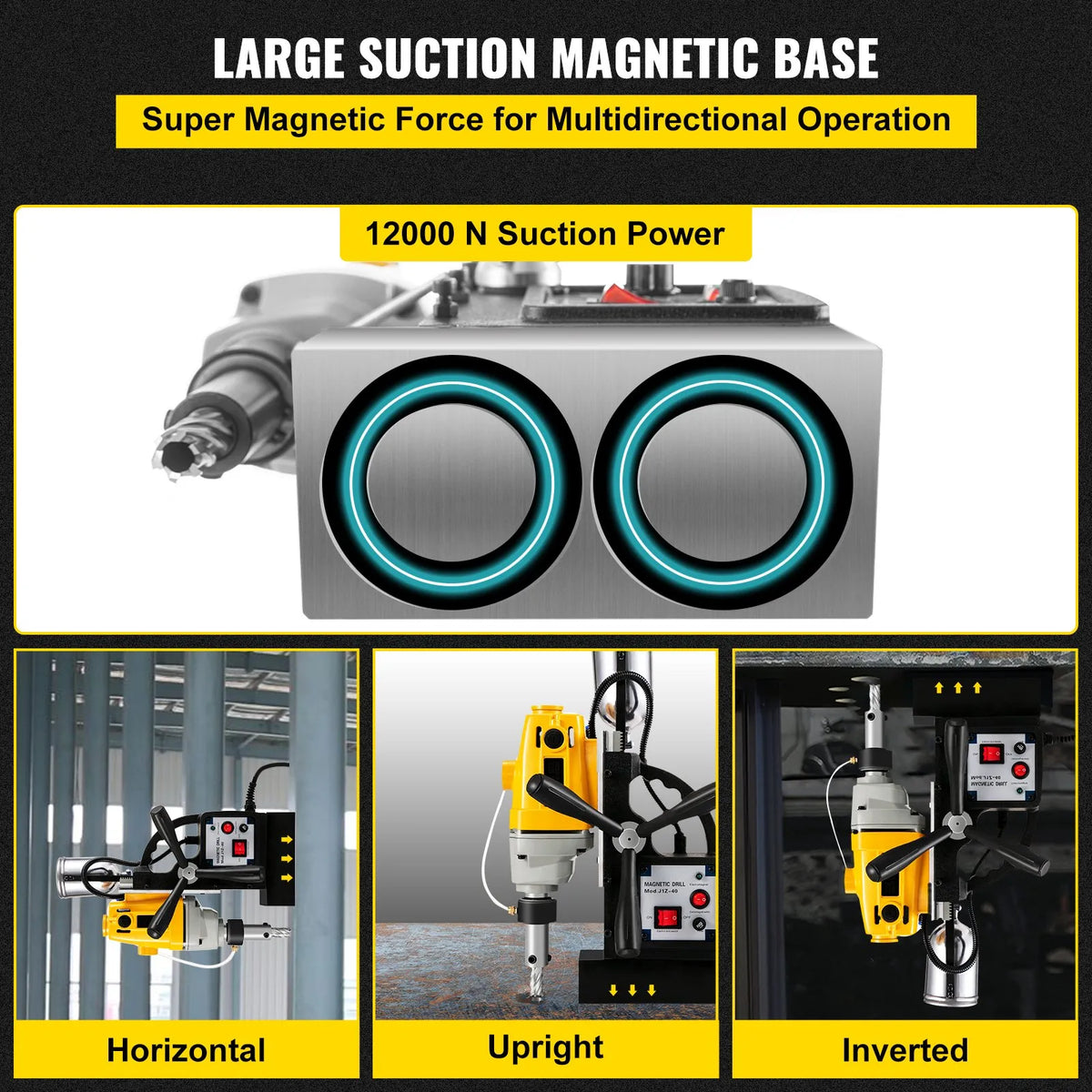 VEVOR MD40 Electric Magnetic Drill, Ø38.1 mm Drilling Diameter, 1100 W, with 11 pcs HSS Core Drill Bit Set, Compact Drill with Switchable Magnet and Precision Core Drilling System