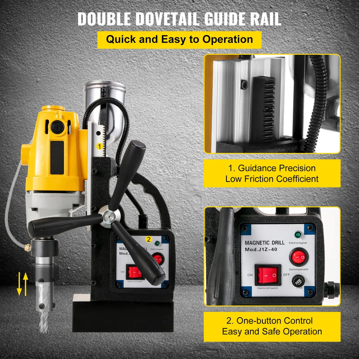 VEVOR MD40 Electric Magnetic Drill, Ø38.1 mm Drilling Diameter, 1100 W, with 11 pcs HSS Core Drill Bit Set, Compact Drill with Switchable Magnet and Precision Core Drilling System