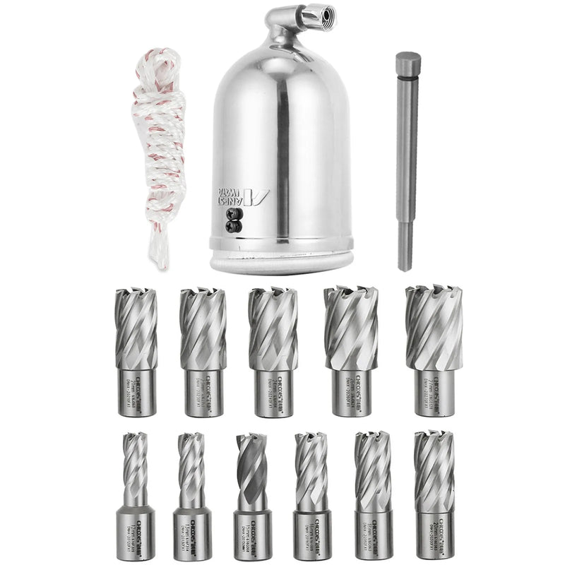 VEVOR MD40 elektriskā magnētiskā urbjmašīna, Ø38,1 mm urbšanas diametrs, 1100 W, ar 11 gab. HSS serdeņurbju komplektu, kompakta urbjmašīna ar pārslēdzamu magnētu un precīzu serdeņurbšanas sistēmu