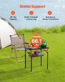 Saliekams kempinga galds ar regulējamu augstumu, pārnēsājams alumīnija un MDF sānu galds ar sieta plauktu un rokturi, viegls un kompakts āra piknikiem, grilēšanai un kempingam, 60 × 40 cm, melns