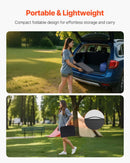 Saliekams kempinga galds ar regulējamu augstumu, pārnēsājams alumīnija un MDF sānu galds ar sieta plauktu un rokturi, viegls un kompakts āra piknikiem, grilēšanai un kempingam, 60 × 40 cm, melns