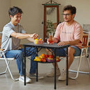 Saliekams kempinga galds ar regulējamu augstumu, pārnēsājams alumīnija un MDF sānu galds ar sieta plauktu un rokturi, viegls un kompakts āra piknikiem, grilēšanai un kempingam, 60 × 40 cm, melns