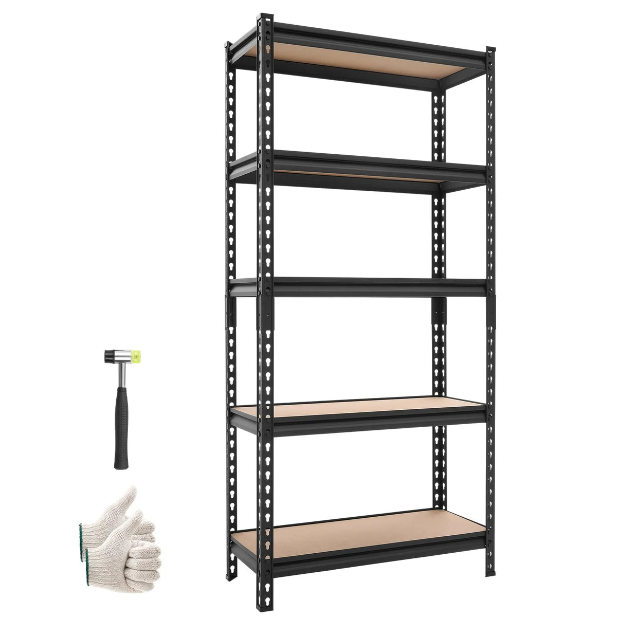 VEVORi 5-korruseline metallriiulite süsteem, kandevõime 907,2 kg, reguleeritavad hoiuriiulid garaažile, panipaigale, keldrile ja vannitoale, 720 × 309 × 1520 mm