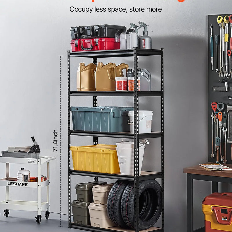 Uzglabāšanas plaukti 5 līmeņu, garāžas plauktu sistēma, 406 mm dziļums × 914 mm platums × 1815 mm augstums