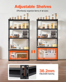 Uzglabāšanas plaukti 5 līmeņu, garāžas plauktu sistēma, 406 mm dziļums × 914 mm platums × 1815 mm augstums