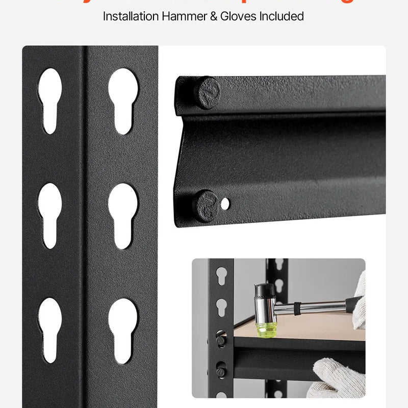 Uzglabāšanas plaukti 5 līmeņu, garāžas plauktu sistēma, 406 mm dziļums × 914 mm platums × 1815 mm augstums