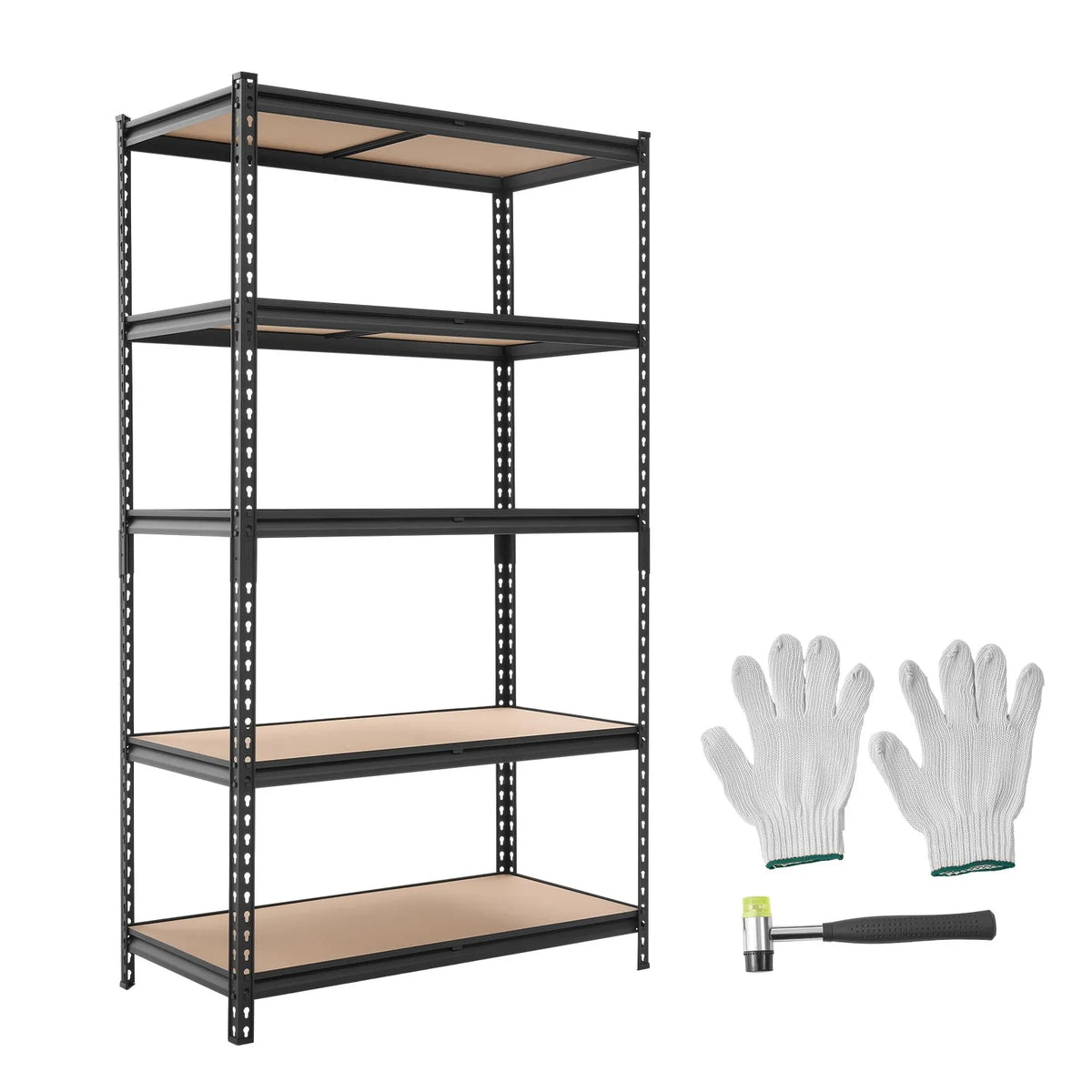 VEVOR Metal Shelving System 5 Tier, 1134 kg Load Capacity, Adjustable Storage Shelves for Garage, Warehouse, Basement and Kitchen, 1025 × 517 × 1813 mm