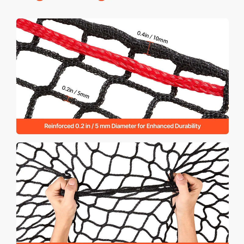 VEVOR apaļo siena ruļļu tīkls zirgiem, 1,5 × 1,5 × 1,5 m, acu izmērs 38,1 mm, no PE materiāla, bezmezglu konstrukcija, ar savilcējiem, adatas turētāju, remonta auklu un uzglabāšanas maisu, lēnās barošanas tīkls