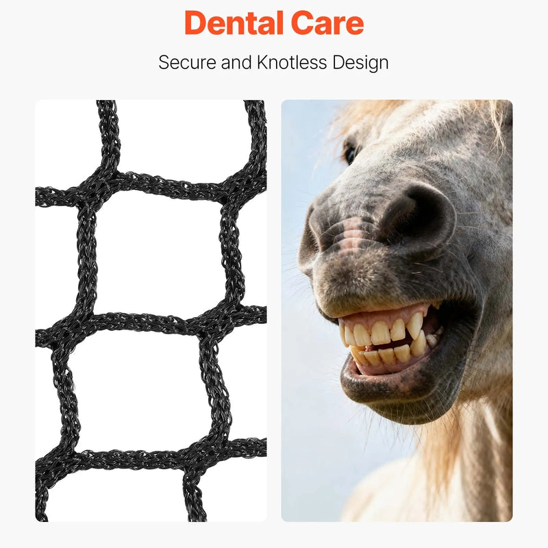 VEVOR apaļo siena ruļļu tīkls zirgiem, 1,5 × 1,5 × 1,5 m, acu izmērs 38,1 mm, no PE materiāla, bezmezglu konstrukcija, ar savilcējiem, adatas turētāju, remonta auklu un uzglabāšanas maisu, lēnās barošanas tīkls