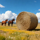 VEVOR apaļo siena ķīpu tīkls 1,5 × 1,5 × 1,5 m, acu izmērs 42 × 42 mm, PE materiāls, bezmezglu konstrukcija, komplektā pašbloķējošie savilcēji, adata un remonta aukla, lēnās barošanas tīkls zirgiem - ZEMLETES.LV