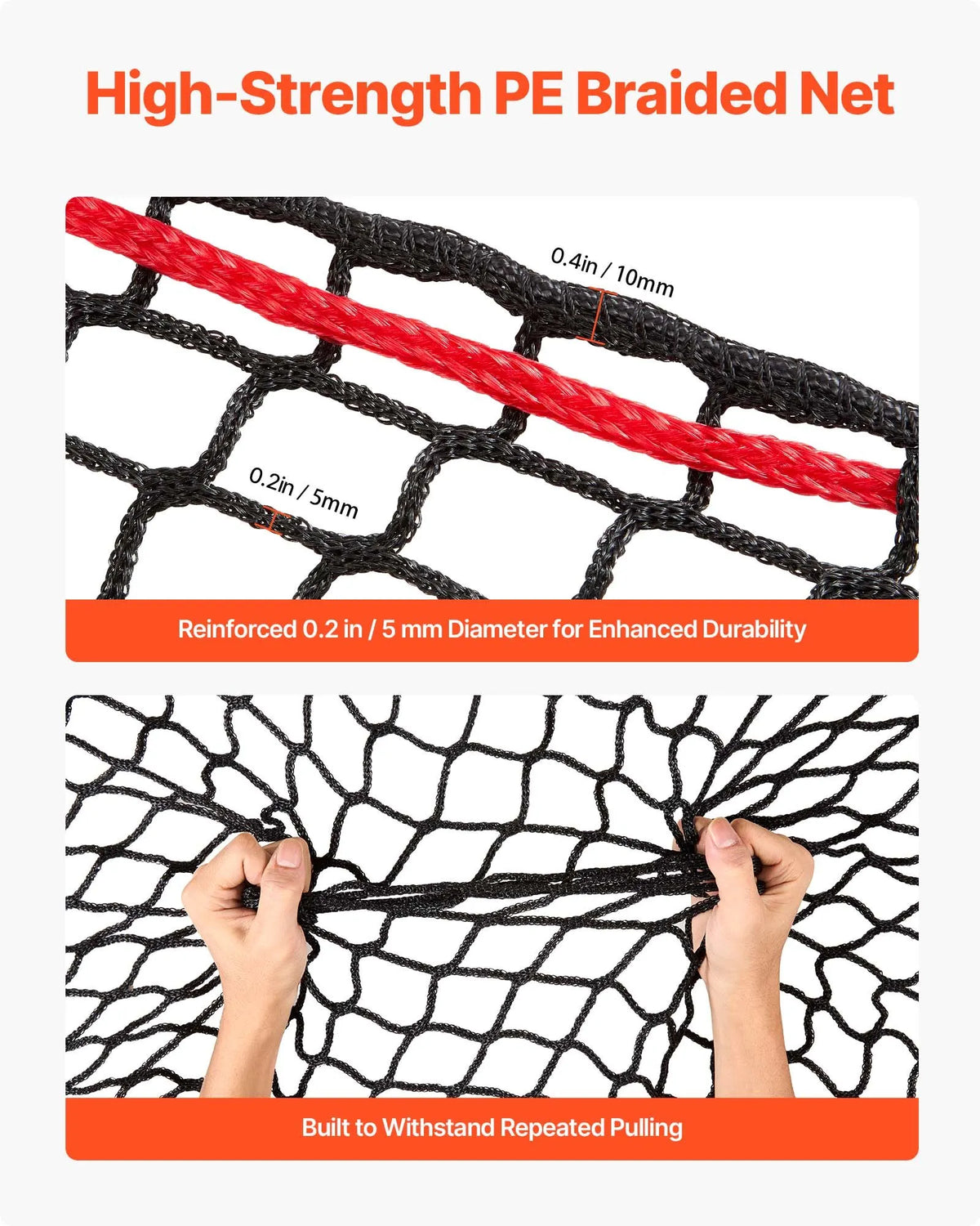 VEVOR apaļo siena ķīpu tīkls 1,5 × 1,5 × 1,5 m, acu izmērs 42 × 42 mm, PE materiāls, bezmezglu konstrukcija, komplektā pašbloķējošie savilcēji, adata un remonta aukla, lēnās barošanas tīkls zirgiem - ZEMLETES.LV
