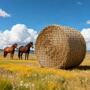 VEVOR apaļo siena ķīpu tīkls 1,8 × 1,8 × 1,8 m, acu izmērs 42 × 42 mm, PE materiāls, bezmezglu konstrukcija, komplektā savilcēji, adata, remonta aukla un uzglabāšanas soma, lēnās barošanas tīkls zirgiem - ZEMLETES.LV