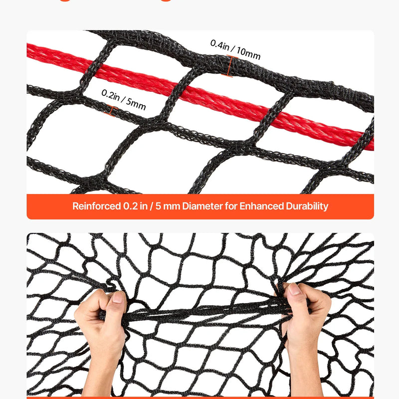 VEVOR apaļo siena ķīpu tīkls 1,8 × 1,8 × 1,8 m, acu izmērs 42 × 42 mm, PE materiāls, bezmezglu konstrukcija, komplektā savilcēji, adata, remonta aukla un uzglabāšanas soma, lēnās barošanas tīkls zirgiem - ZEMLETES.LV