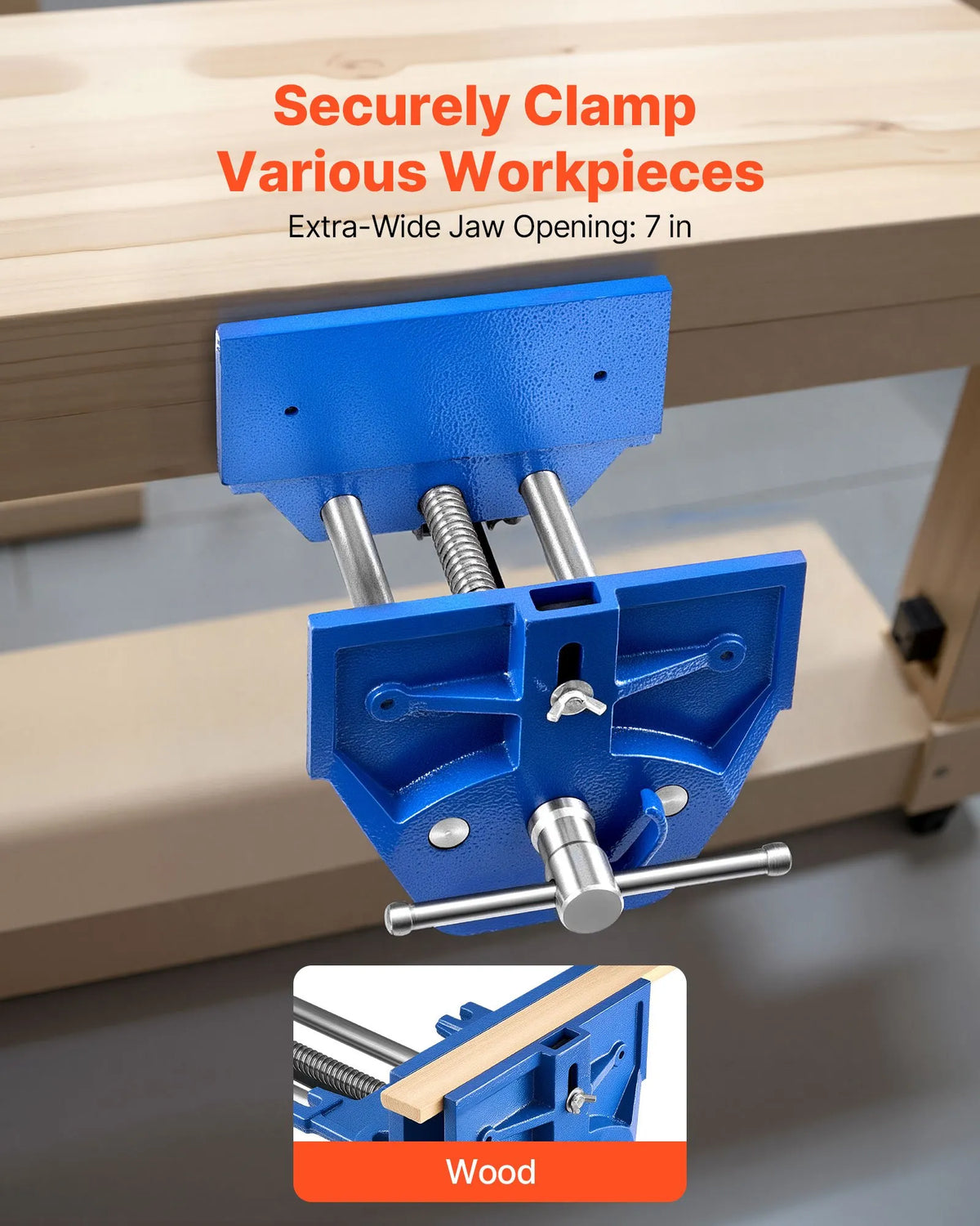 VEVOR Woodworking Clamps 178 mm with Quick Release, 203 mm Opening, Cast Iron, Adjustable Pad