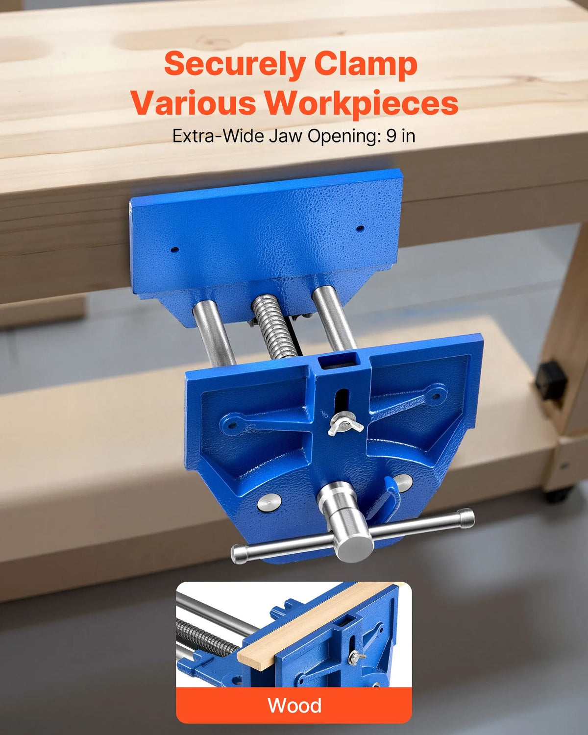 VEVOR Woodworking Clamps 229 mm with Quick Release, 259 mm Opening, Cast Iron, Adjustable Pad