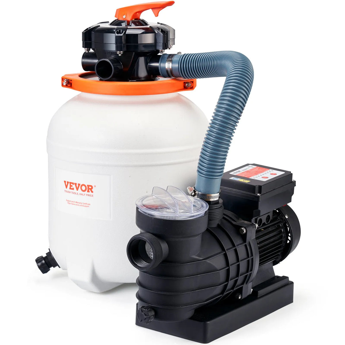VEVOR Sand Filter Pump for Above Ground Pools, 300 mm, 10,000 l/h, 285 W, Pool Pump and Filter Set with 6-Way Multiport Valve and Strainer Basket, for Home and Commercial Use