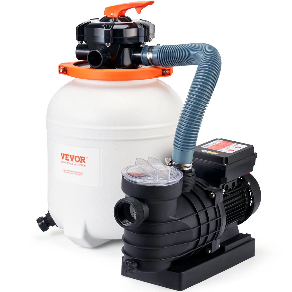 VEVOR Sand Filter Pump for Above Ground Pools, 300 mm, 10,000 l/h, 285 W, Pool Pump and Filter Set with 6-Way Multiport Valve and Strainer Basket, for Home and Commercial Use
