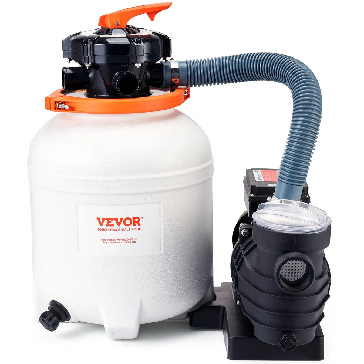 VEVOR Sand Filter Pump for Above Ground Pools, 300 mm, 10,000 l/h, 285 W, Pool Pump and Filter Set with 6-Way Multiport Valve and Strainer Basket, for Home and Commercial Use